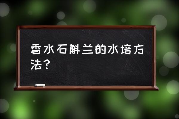 石斛的家庭养殖方法 香水石斛兰的水培方法？
