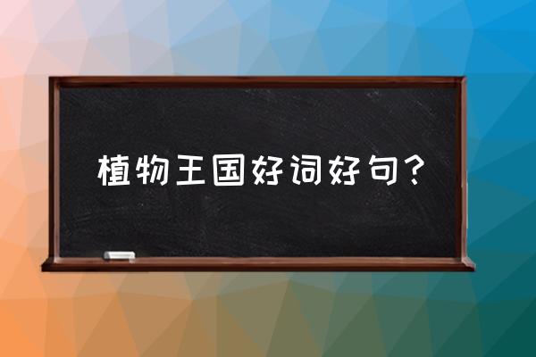 四年级有趣的植物王国读后感 植物王国好词好句？